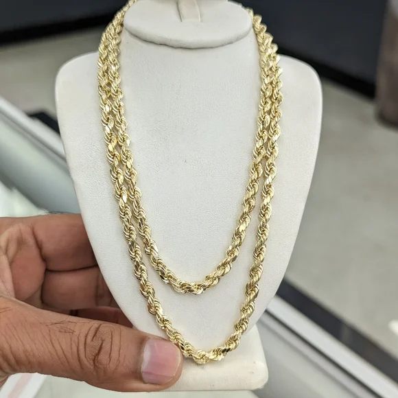 10kt real gold rope chain 5mm 28 be Inch